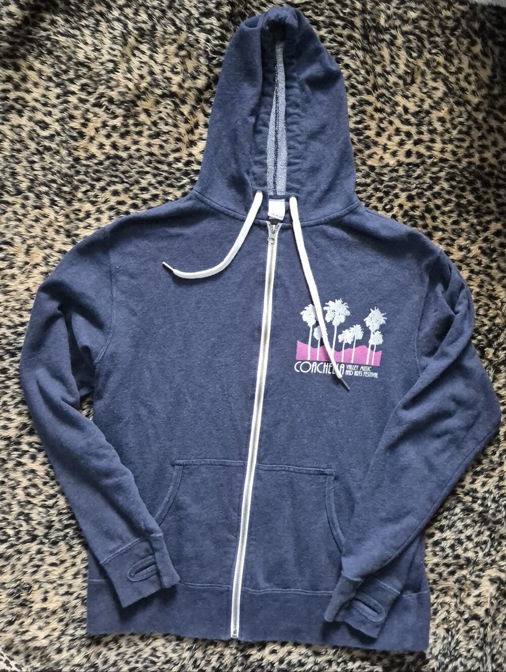 Coachella 2017 Music Festival Boho Palm Tree Blue Concert Hoodie Indie Sleaze